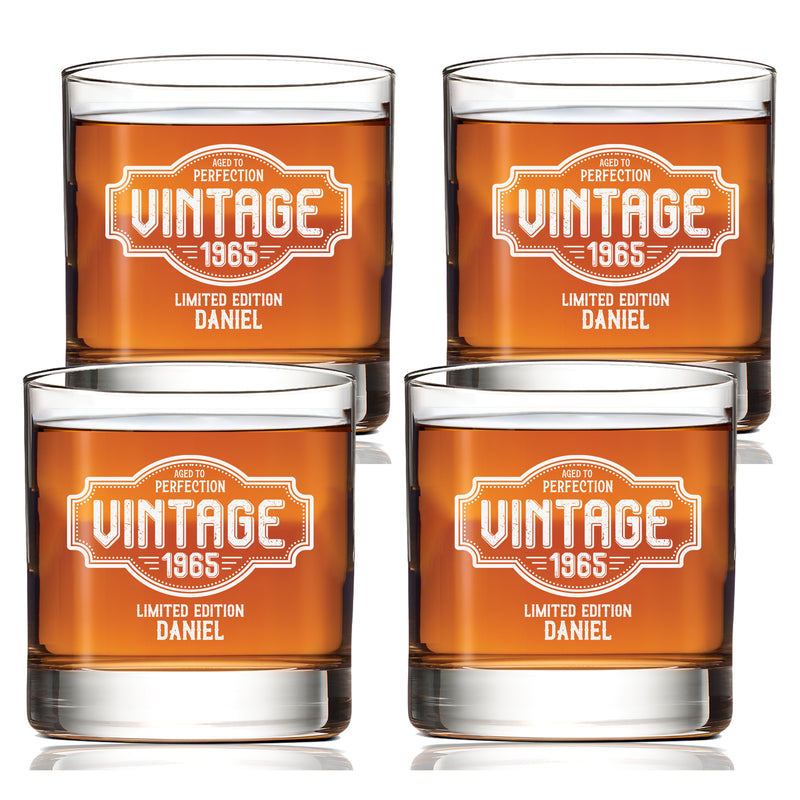 Customized Aged to Perfection Scotch Glass Set of 4