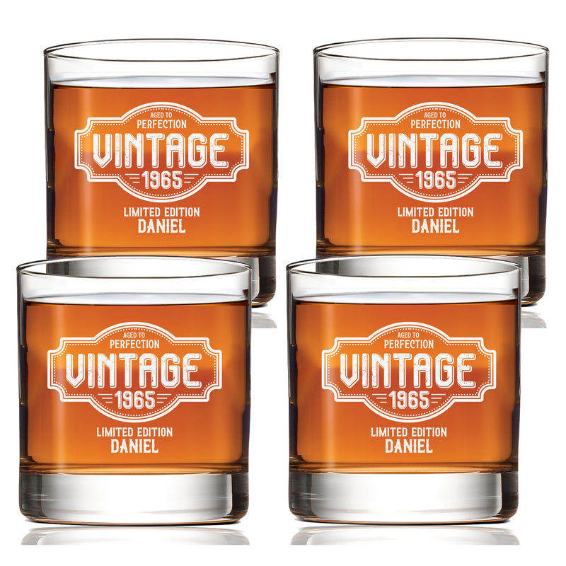Personalized Aged to Perfection Scotch Glass Set of 4