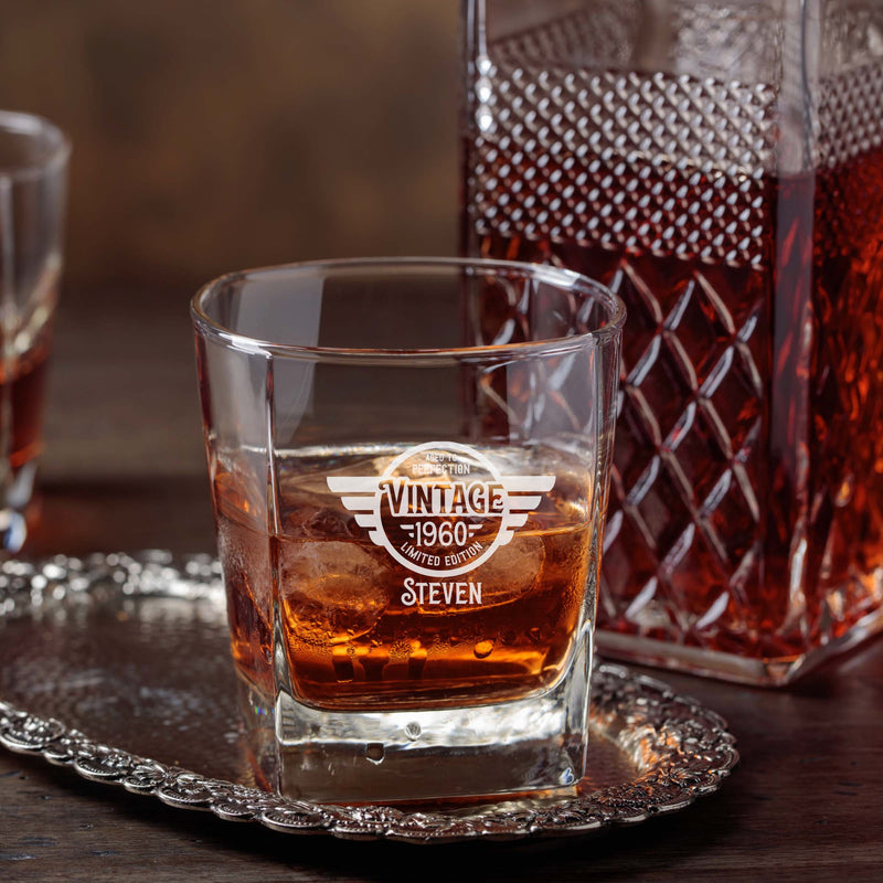 Aged to Perfection Vintage Engraved Scotch Glass