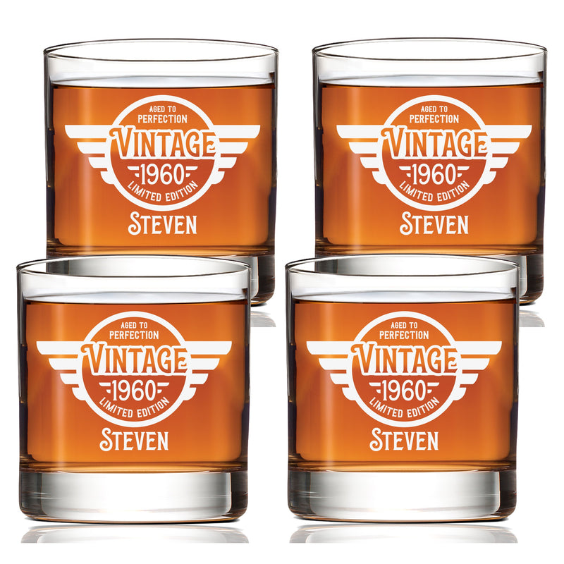 Personalized Vintage Limited Edition Scotch Glass Set of 4