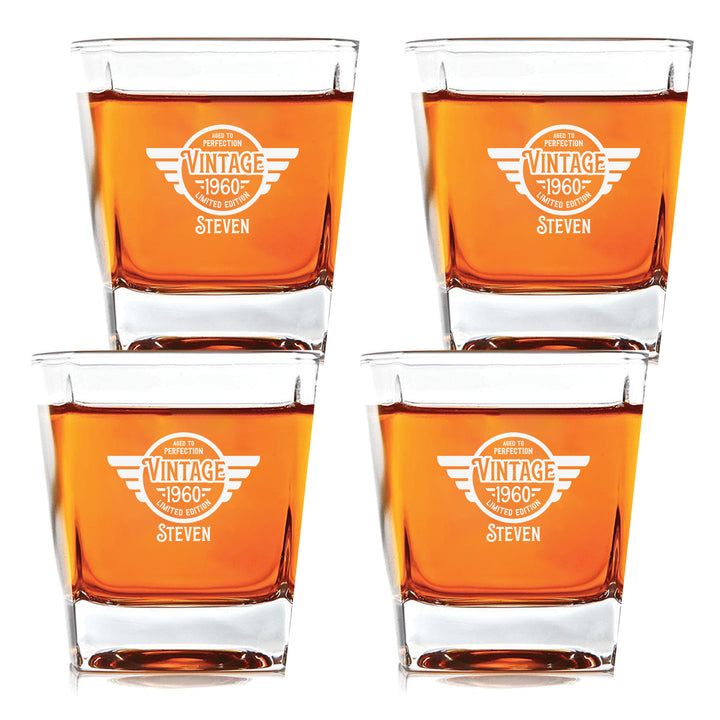 Customized Vintage Limited Edition Scotch Glass Set of 4