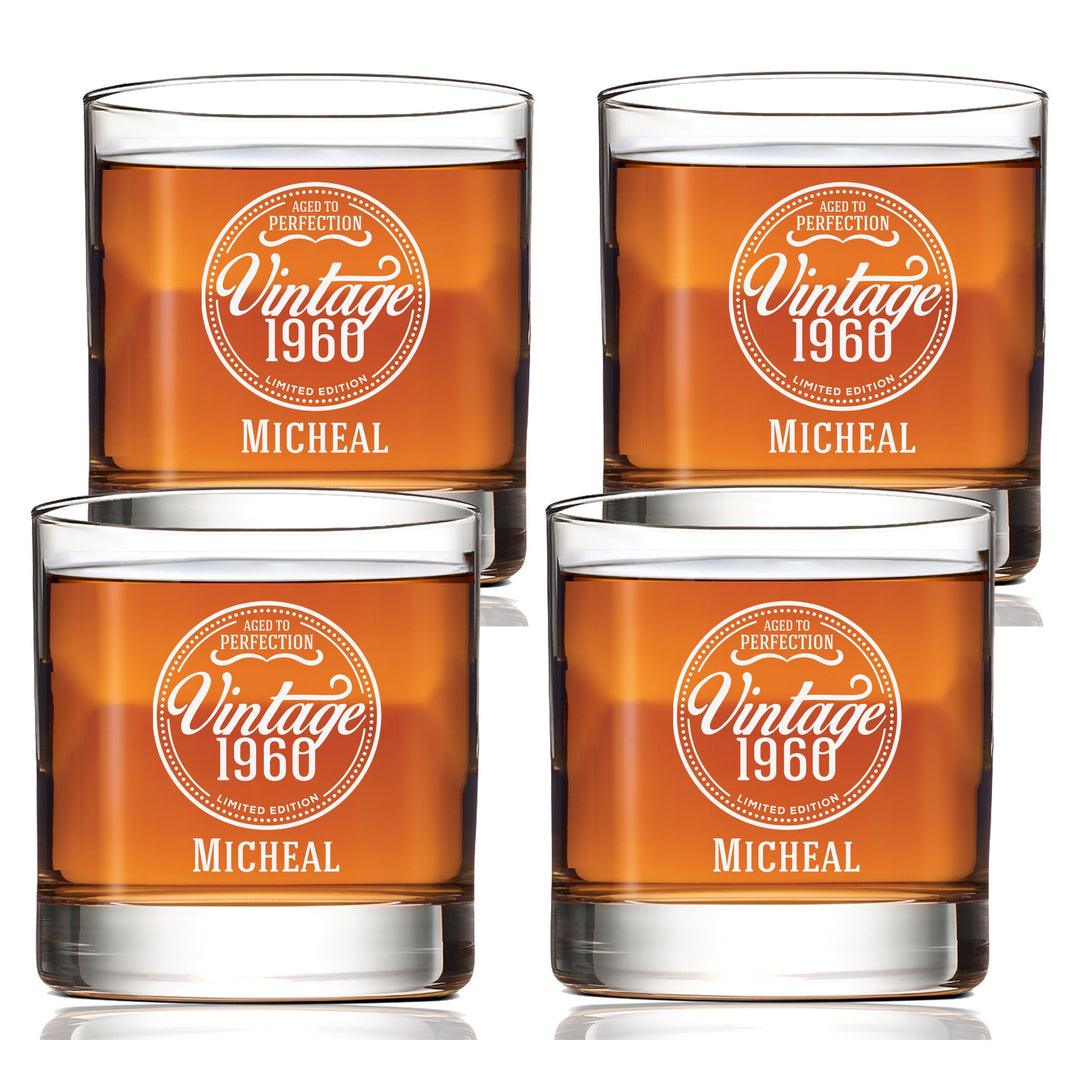 Personalized Vintage Scotch Glass Set of 4