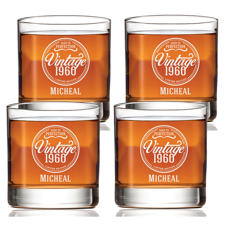 Personalized Vintage Scotch Glass Set of 4