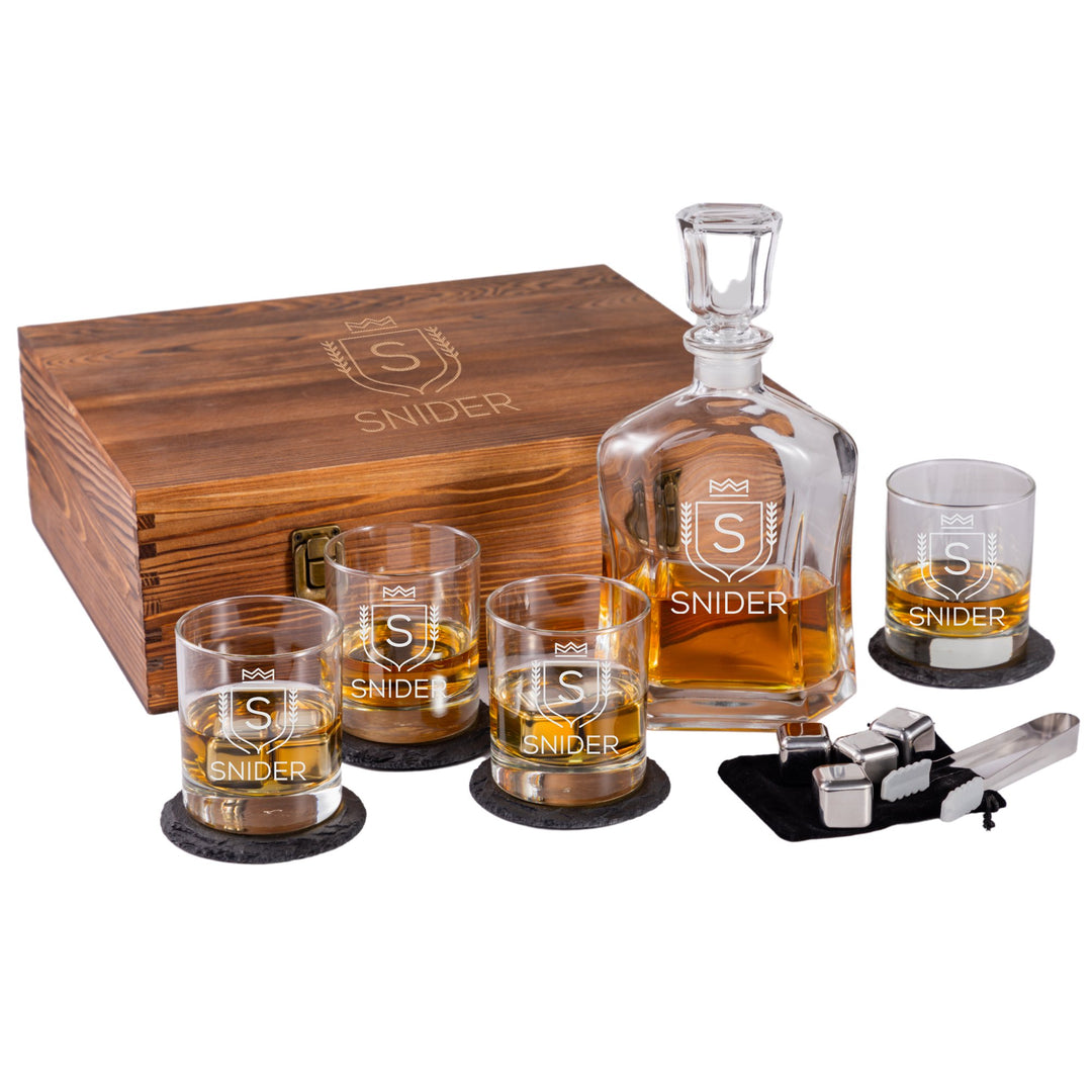 Premium Custom Whiskey Decanter Set w/ Box