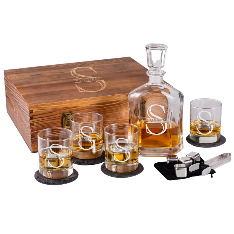 Premium Personalized Whiskey Decanter Set w/ Box